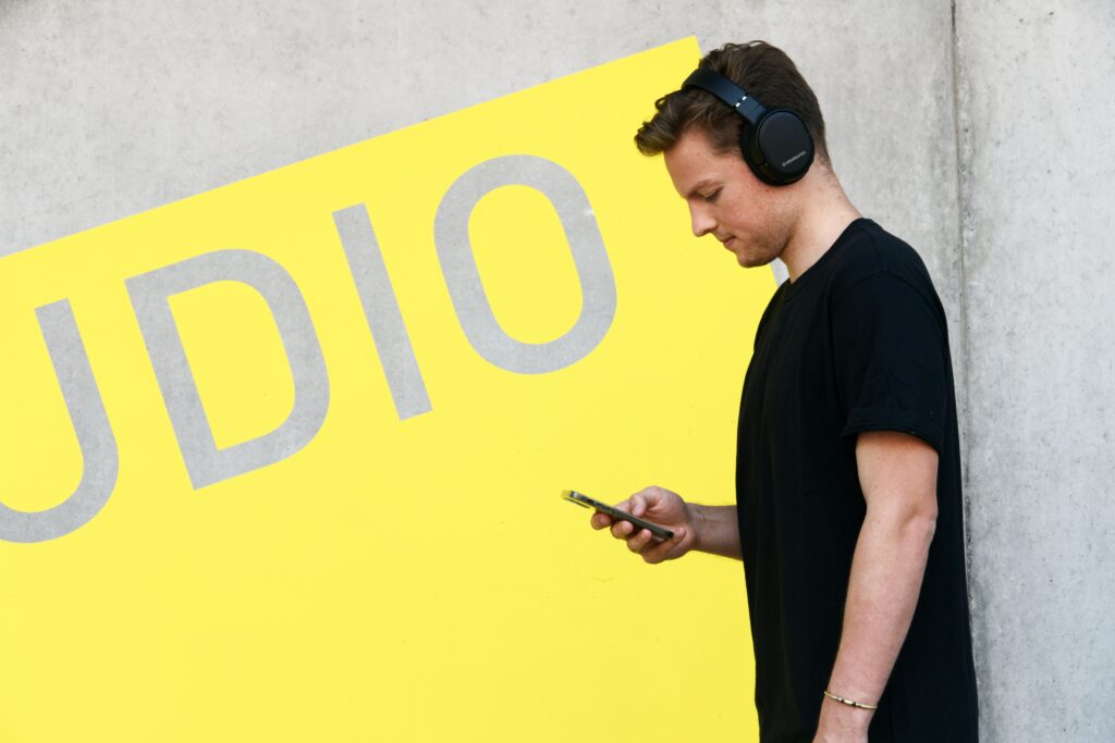 Listening to a podcast while walking