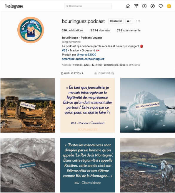 Podcast Bourlinguez sur Instagram