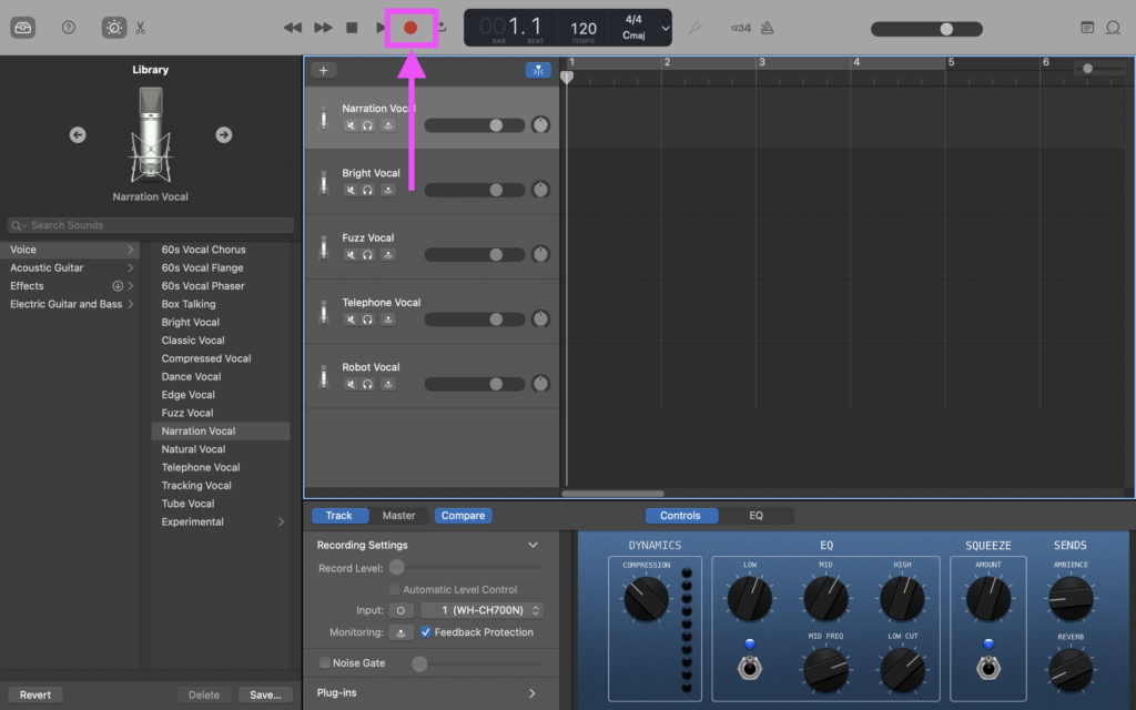 Editing on Garageband