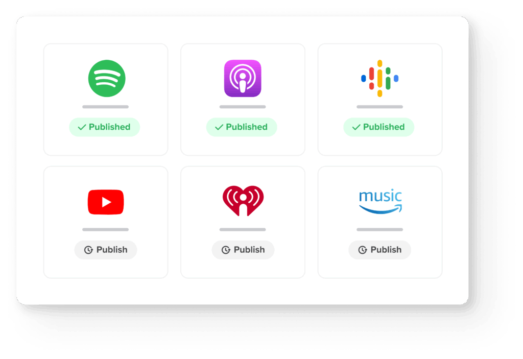 capture d'écran montrant qu'on peut distribuer son podcast facilement sur toutes les plateformes d'écoute depuis Ausha