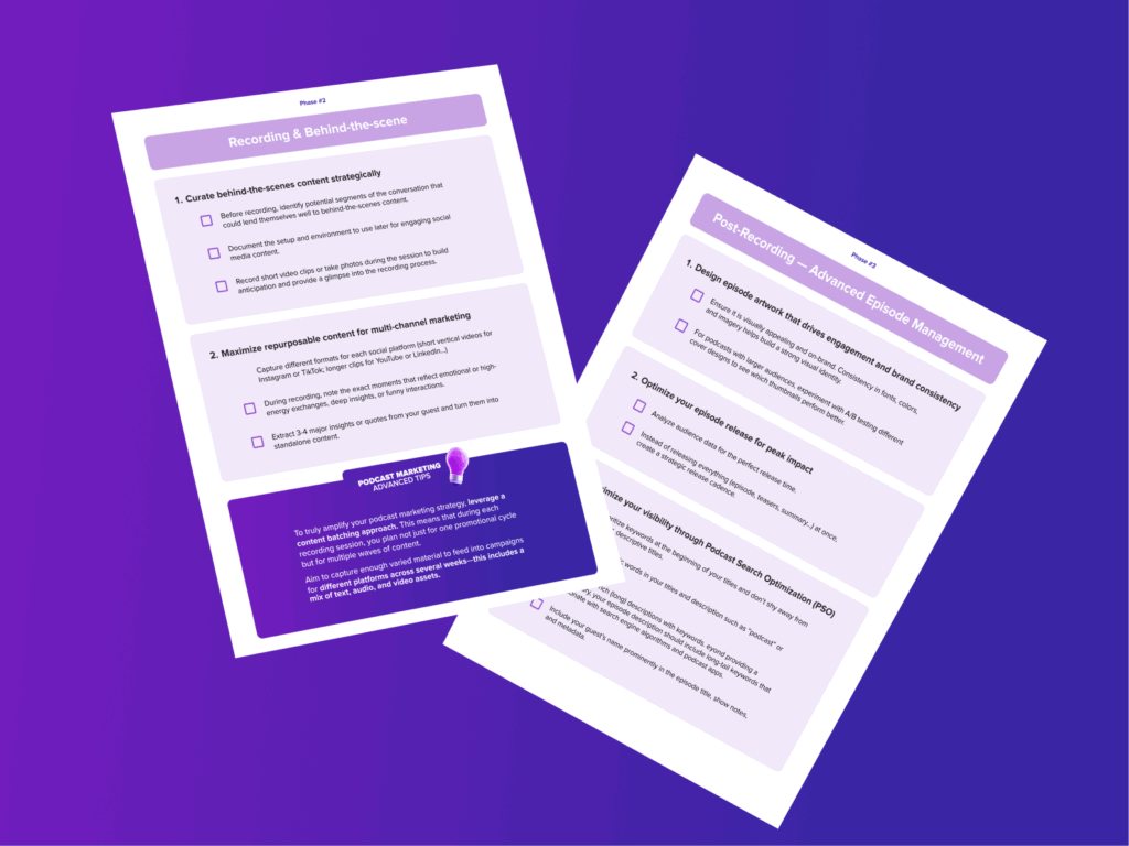 capture d'écran montrant un aperçu du contenu de la checklist gratuite pour lancer son podcast